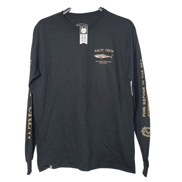 Salty Crew Bruce Standard Long Sleeve T-Shirt Shark Black Sz MED - Picture 1 of 7